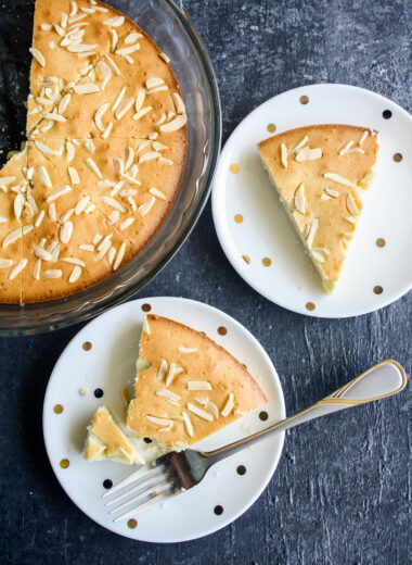 Soft butter cake with lemon zest and almonds