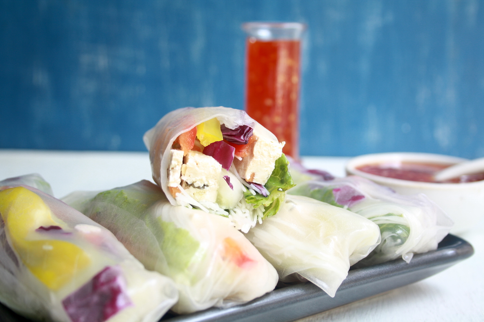 Baked Rice Paper Rolls with Sweet Chili Tofu - Diary of an ExSloth