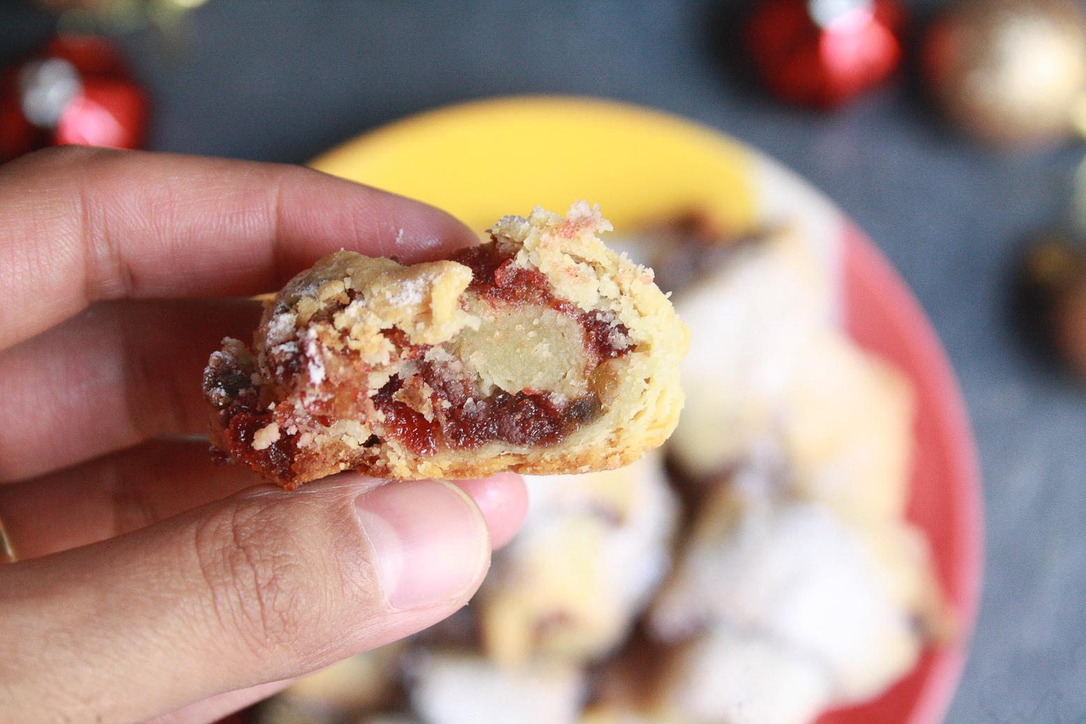 A super Christmasy fruit mince rolled inside buttery, flaky rugelach pastry!
