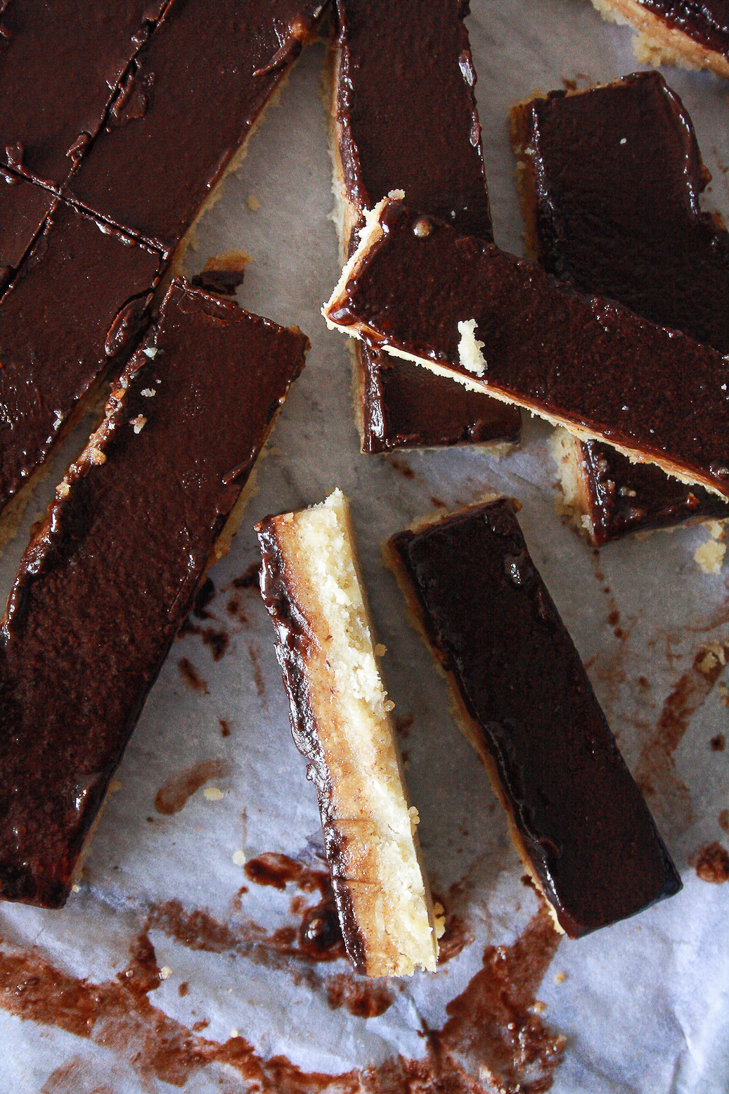 Chewy layered shortbread bars with coconut flour, almond butter and honey!