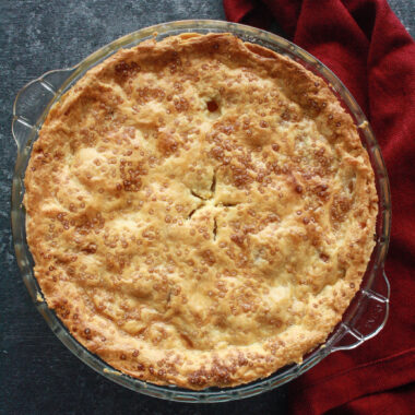 Juicy peaches inside a buttery, flaky pie crust made from-scratch!