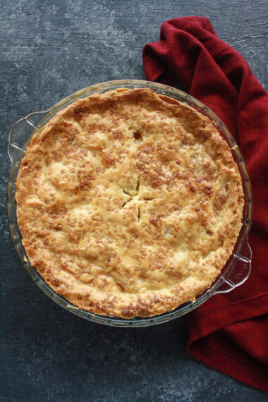 Juicy peaches inside a buttery, flaky pie crust made from-scratch!