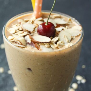 A thick, fruity, filling smoothie with fresh peaches and rolled oats!