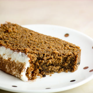 Moist coffee flavoured cake with mascarpone frosting