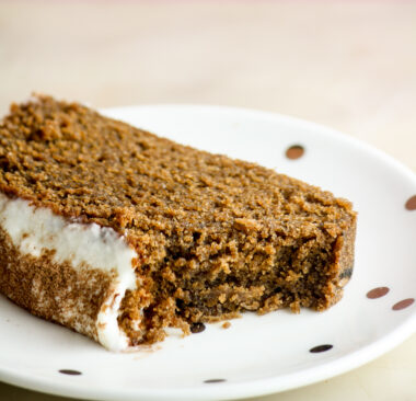 Moist coffee flavoured cake with mascarpone frosting