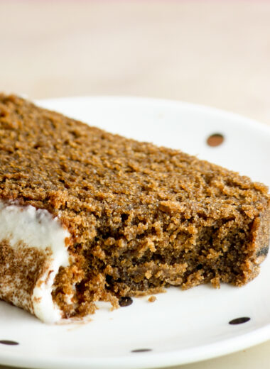 Moist coffee flavoured cake with mascarpone frosting