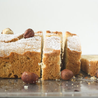 Tender butter cake made with ground hazelnuts