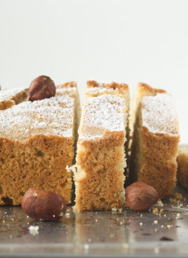 Tender butter cake made with ground hazelnuts