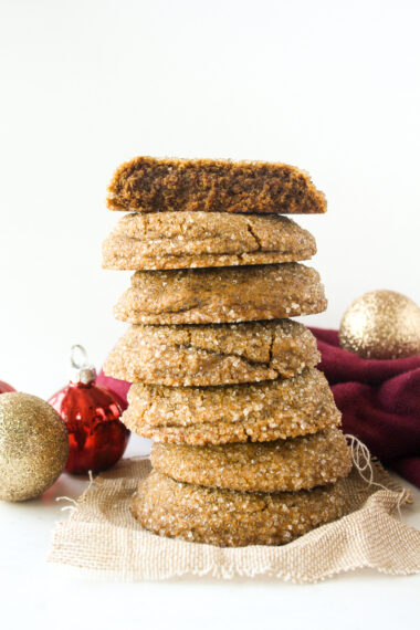 Soft and chewy, festive ginger cookies with cinnamon and molasses!