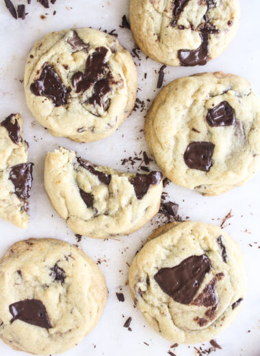 Crispy-edged, chewy-centered cookies filled with melty chocolate and orange zest!