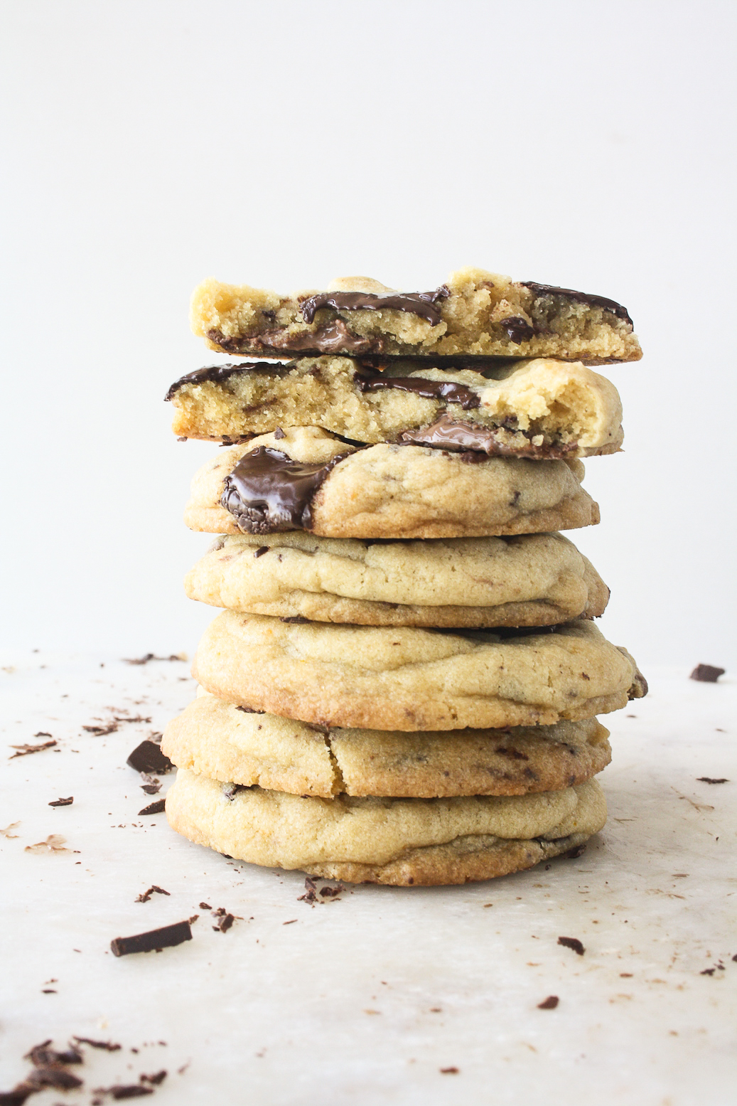 Crispy-edged, chewy-centered cookies filled with melty chocolate and orange zest!
