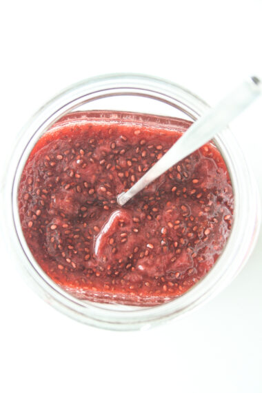 Super easy strawberry chia jam infused with orange zest and no refined sugar!