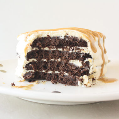 Easy and delicious icebox cakes with homemade chocolate cookies and peanut butter whipped cream!