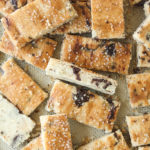 Crunchy, flavourful shortbread with chocolate chunks, olive oil and fresh rosemary!
