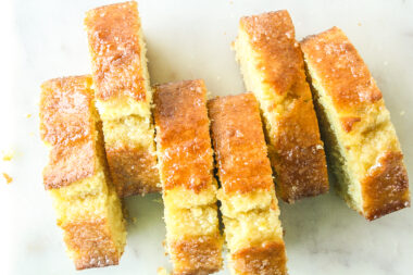 Moist, citrusy orange pound cake topped with a sticky whiskey glaze!