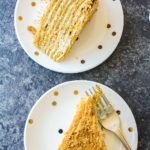 A delicious sweet and tangy cake with spiced biscuits and a sour cream frosting!