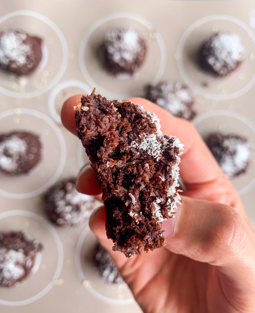 Fudgy, chewy coconut macaroons made with dark chocolate!