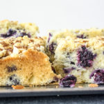 A buttery, moist blueberry cake made with cornmeal and a crunchy streusel topping!