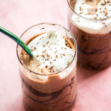 Chilled mocha with melted dark chocolate and plenty of coffee!