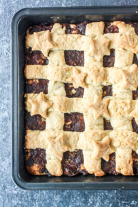 Soft buttery shortbread with a jammy date and walnut filling