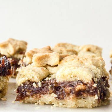 Soft buttery shortbread with a jammy date and walnut filling