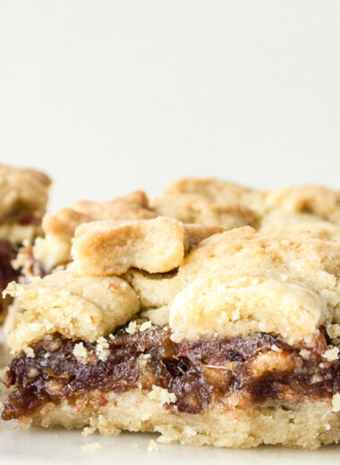 Soft buttery shortbread with a jammy date and walnut filling