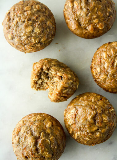 Moist and tender carrot muffins, naturally sweetened and fat-free!