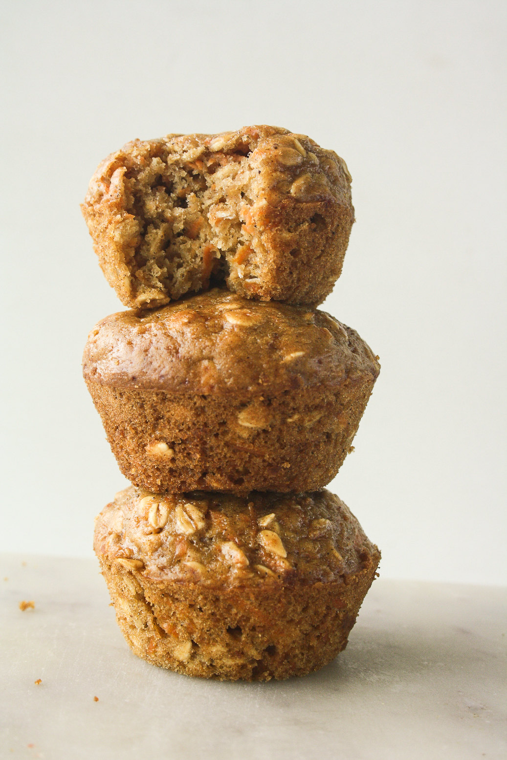 Moist and tender carrot muffins, naturally sweetened and fat-free!