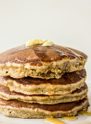 Soft and fluffy banana pancakes made with oat flour!