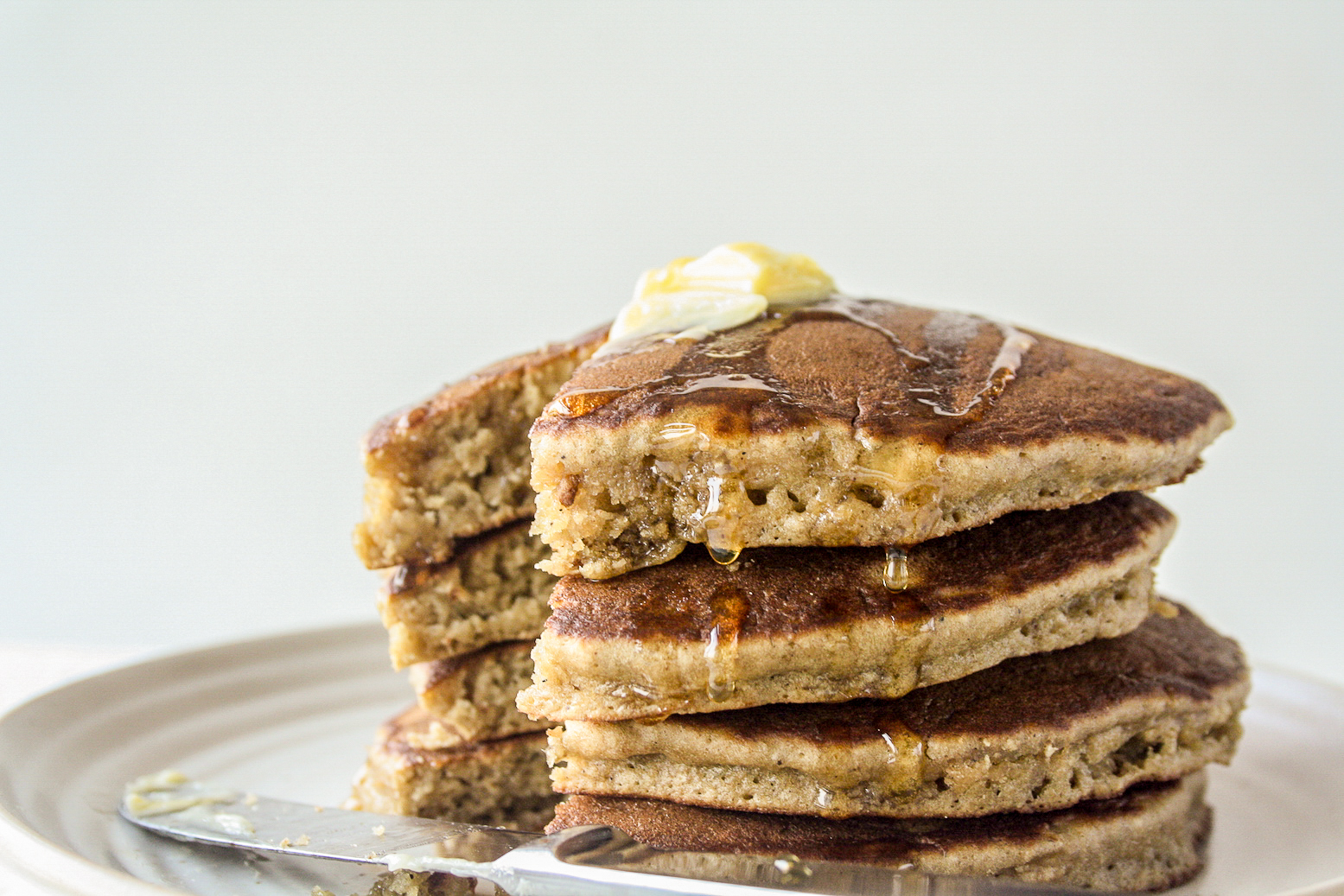 Soft and fluffy banana pancakes made with oat flour!