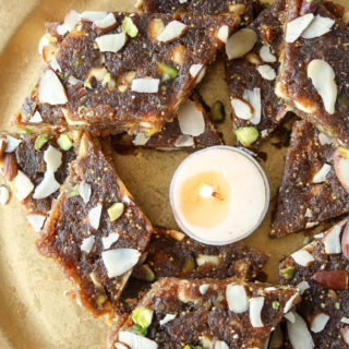 Anjeer burfee, soft and chewy fig, date and nut bars