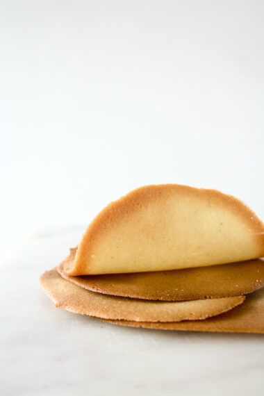 Crispy almond tuiles with browned butter