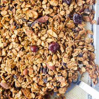 Crunchy spiced granola with cranberries and fresh orange
