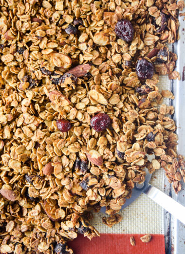 Crunchy spiced granola with cranberries and fresh orange