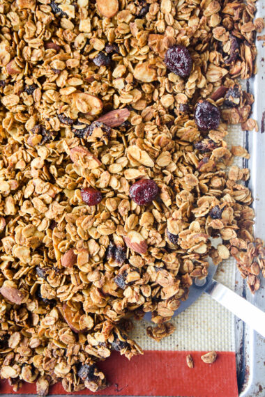 Crunchy spiced granola with cranberries and fresh orange