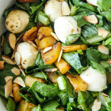 Caramelised pumpkin salad with mozzarella and almonds