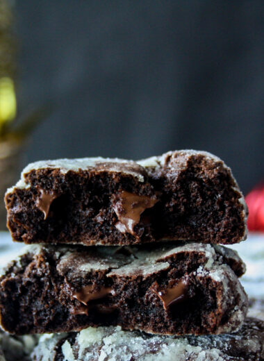 Fudgy brownie-like cookies with a crackly sugar coating