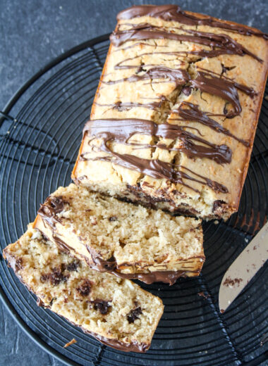 Coconut loaf cake with browned butter and chocolate chips