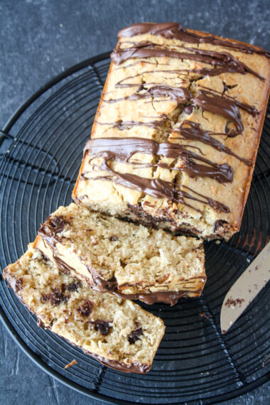 Coconut loaf cake with browned butter and chocolate chips