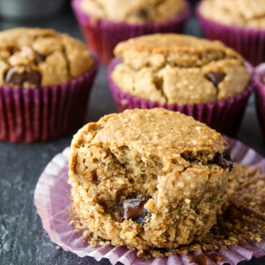 Tender buckwheat banana muffins with oats and almonds!