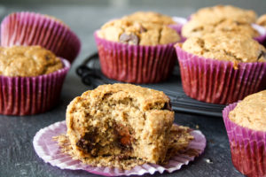 Tender buckwheat banana muffins with oats and almonds!