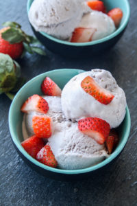 No churn strawberry ice cream with no artificial colour or flavour