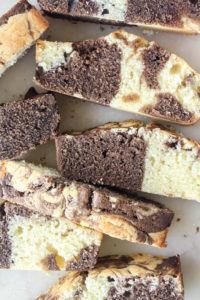 Soft, buttery vanilla and chocolate marble cake!