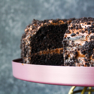 Rich, moist chocolate cake filled with chocolate pudding and covered in cake crumbs!