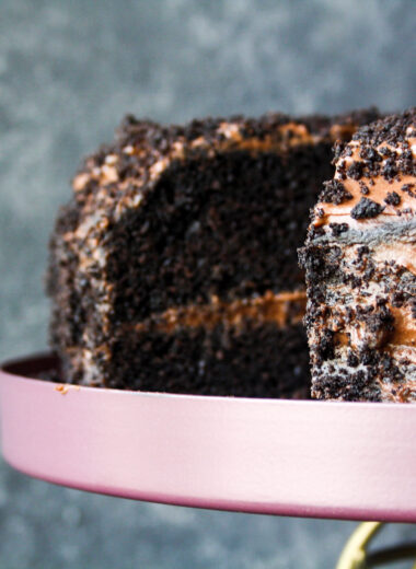 Rich, moist chocolate cake filled with chocolate pudding and covered in cake crumbs!