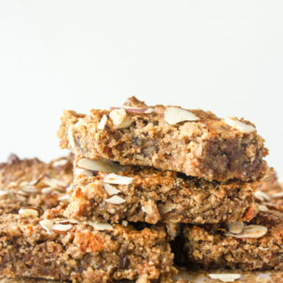 Soft and chewy, naturally sweetened snack bars with almonds, oats and carrots