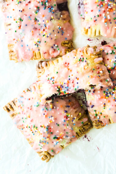 Buttery, flaky pop tarts with blueberry filling and tangy lemon glaze