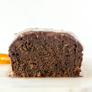 Moist chocolate and orange cake with orange zest infused ganache