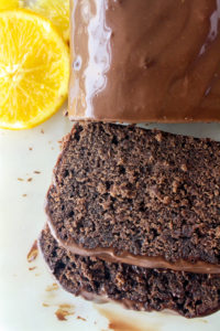 Moist chocolate and orange cake with orange zest infused ganache