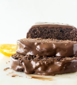 Moist chocolate and orange cake with orange zest infused ganache